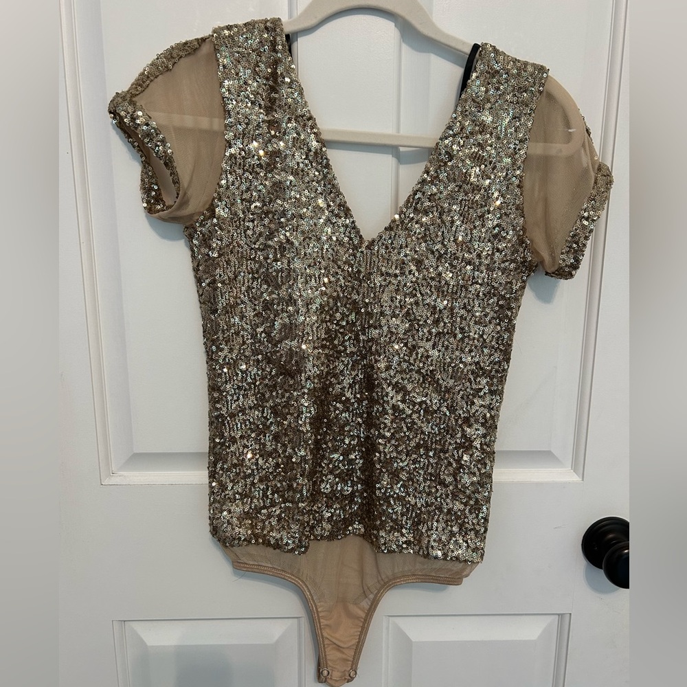 Bebe gold sequin bodysuit size medium